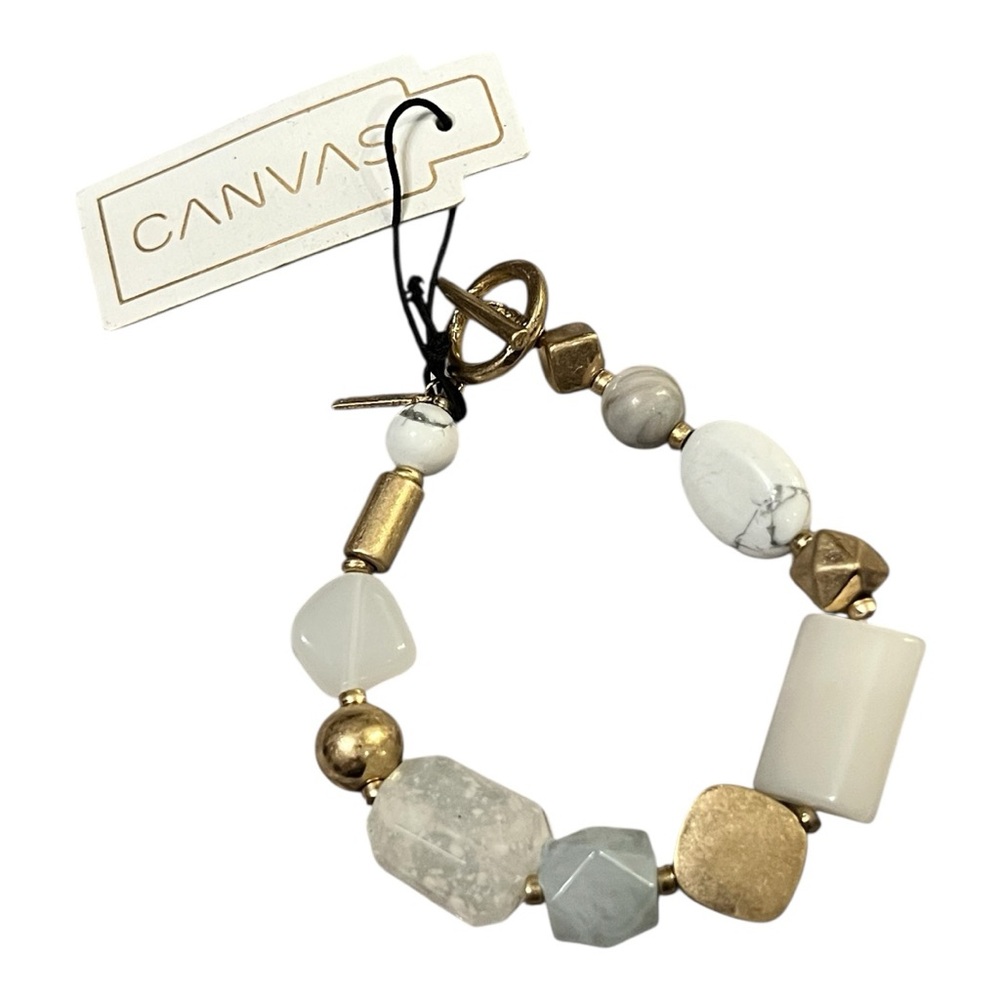 Bella Canvas Gold and Cream Beaded Bracelet